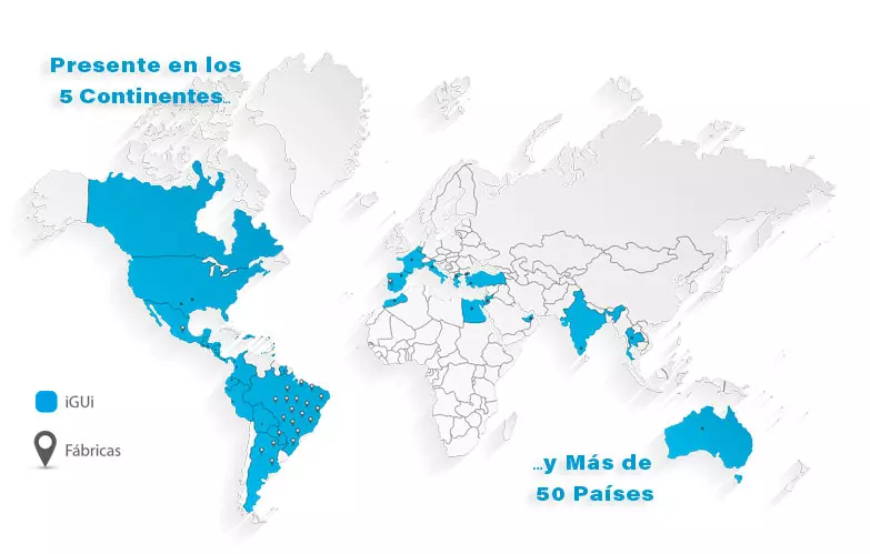 Presente en 5 Continentes y más de 50 Países Presente en 5 Continentes y más de 50 Países
