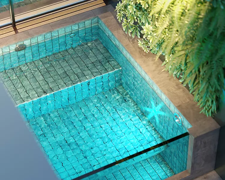 Jivaro polyester pool with iGUi Ceramics