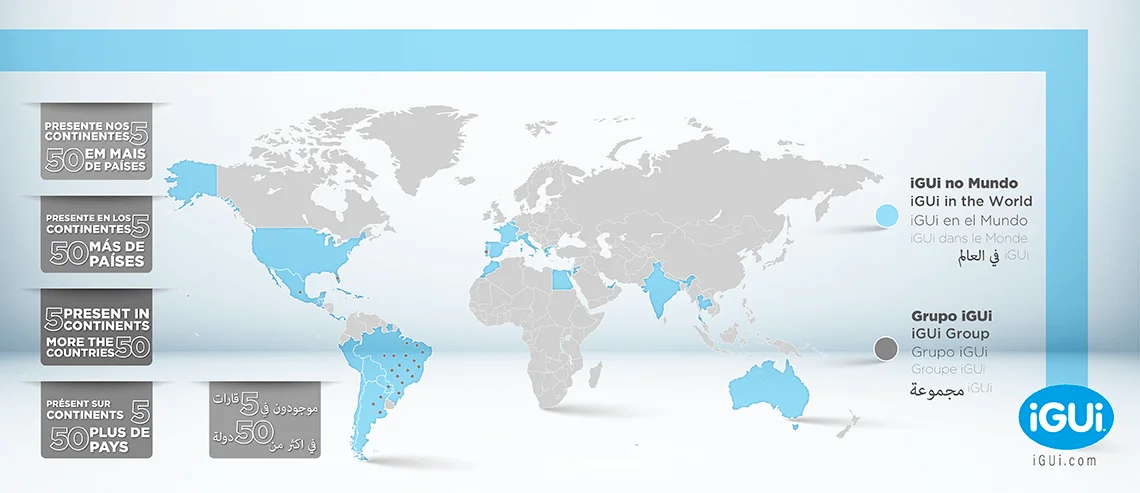 iGUi nos 5 continentes, presente em mais de 52 paises