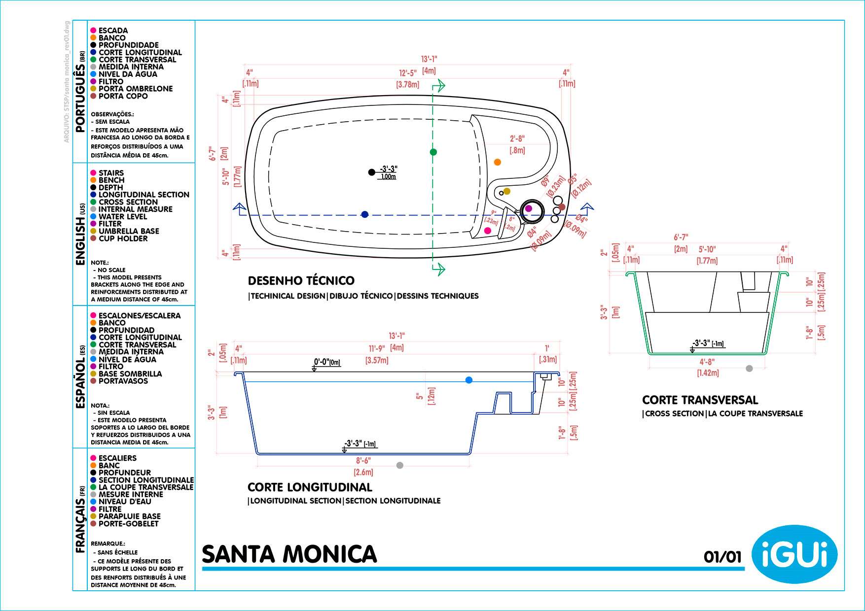 Dibujos técnicos Santa Monica (sin escala)