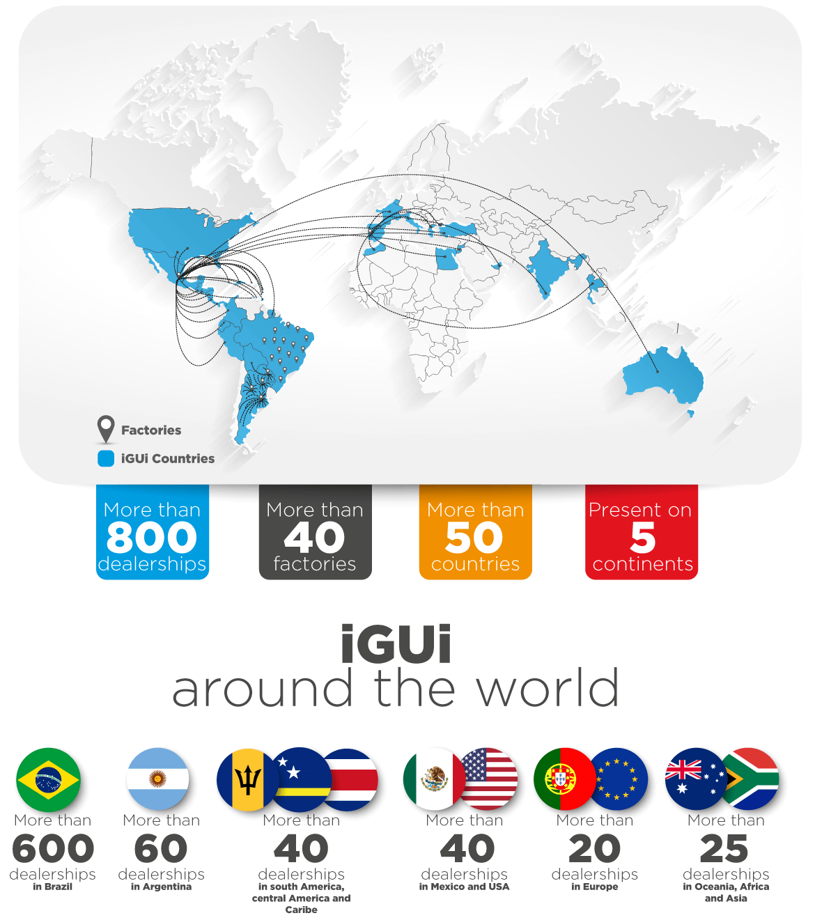 Mapa Franquias e Fábricas iGUi no Mundo